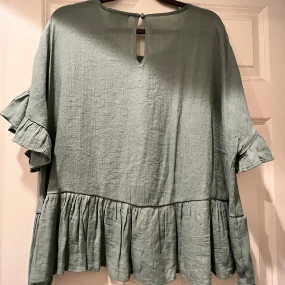 GREEN RUFFLE TOP - Picture 4 of 5